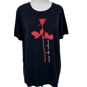 Depeche Mode Enjoy The Silence Black Band Tee Rose Graphic Shirt 2XL